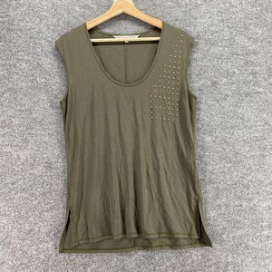 Rachel Roy Blouse Women M Medium Gray Sleeveless Wide Strap Rhinestone Casual